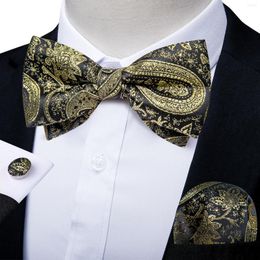 Boogbindingen gouden zwarte jacquard pre-gebonden boogschietekschiefscherm Cufflinks voor man bruiloft causaal verstelbare heren vlinder knoop cadeau