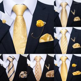 Pañuelos de arco Hombres de oro Corbata Paisley Seda Bolsillo Cuadrado Caja de regalo Conjunto de lujo Cuello de diseñador para boda masculina Gravat