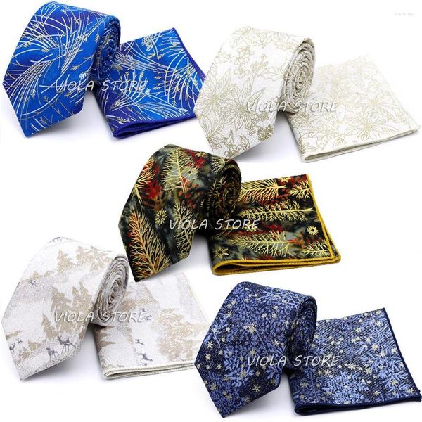 Pajaritas Estampado dorado Trigo Árbol Estrella Ciervo Algodón 8 cm Corbatas Conjuntos Pañuelo Floral Azul Hombres Boda Fiesta Navidad Cosplay Corbata Regalo Accesorio