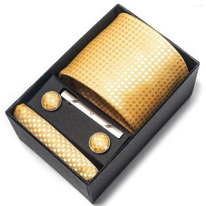 Noeuds papillon or cravate hommes coffret cadeau Est Design mouchoir en soie ensemble de boutons de manchette cravate homme accessoires de mariage bureau