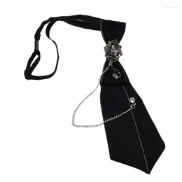 Strikjes gotische zwarte stropdas voor strass hanger metalen ketting avondfeest pretied drop