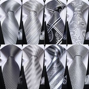 Pajaritas Corbatas de seda de cachemira a rayas grises para hombres Accesorios de boda Corbata de 8 cm para hombres Gemelos cuadrados de bolsillo Regalo para hombres DiBanGu 231025
