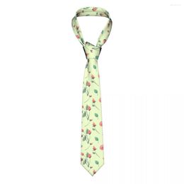 Noeuds papillon fond vert avec des fleurs cravate hommes maigre polyester 8 cm de large cravate de fleur rose pour accessoires Gravatas Business