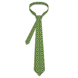 Bow Ties Green Geo Print Tie à carreaux Cold de cou de cou rétro Collar décontracté pour les hommes