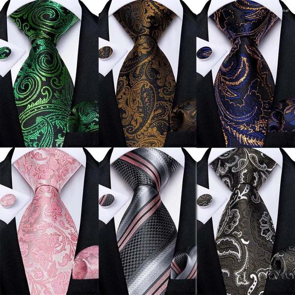 Bow Ties Green Gold Pink Paisley Floral Silk For Men Luxury Luxury 8cm Party de mariage Accessoires de marié