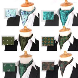 Noeuds papillons motif vert cravate de cajou pour hommes mariage formel cravate ascot scrunch auto britannique gentleman polyester paisley cou luxe