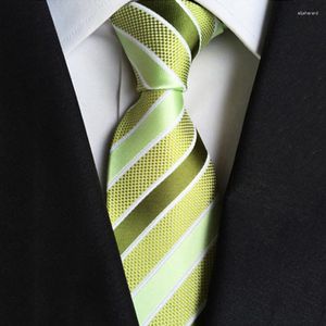 Cravates d'arc Cadeaux de soie verte pour hommes Chemise de mariage Cravate Pour Homme rayé Jacquard tissé Cravate Party Gravata Business Cravate formelle