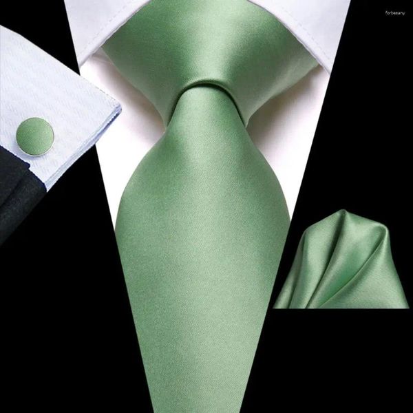 Bow Linds Green Solid Silk Wedding Wedding For Men Handky Gemylink Mens Set Netrina Diseñador de moda Fiesta de negocios Drop Hi-Tie