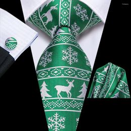 Noeuds papillon Vert Blanc De Noël Cravate De Mariage En Soie Pour Hommes Cadeau Hommes Cravate Handky Bouton De Manchette Ensemble De Mode Partie Dropshiping Hi-Tie Design