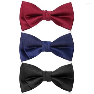 Bow Ties Groom Wedding Party Tie pour hommes Top Quality Quality Two Layer Butterfly Bowtie avec boîte cadeau