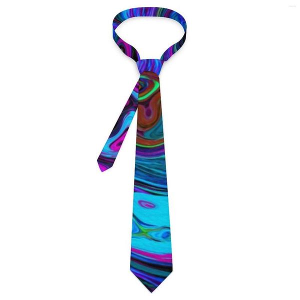 Pajaritas Groovy Hippy Imprimir Corbata Azul y Púrpura Líquido Desgaste diario Cuello de fiesta elegante para hombre personalizado DIY Collar Corbata