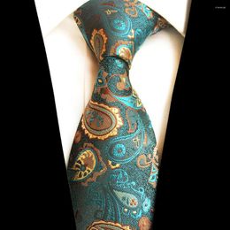 Bow Ties Gusleson Design Paisley Jacquard Woven Silk Mens Neck Tie 8cm gestreept voor mannen Zakenpak Wedding Party