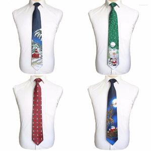 Noeuds papillon GUSLESON Cravate de Noël en soie de qualité 9cm Cravates imprimées à la mode pour hommes Helloween Festival Soft Designer Character Cravate