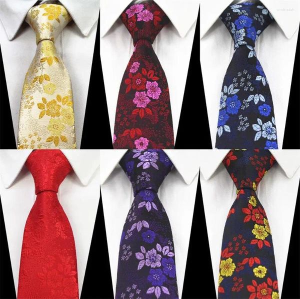 Pajaritas GUSLESON Estilo 8 cm Hombres Clásico Verde Rojo Floral Corbata Formal Oficina de Negocios Accesorios de Boda Fiesta de Regalo