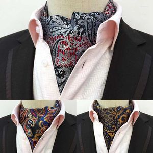 Noeuds papillon Gusleson Vintage Hommes Ascot Paisley Floral Jacquard Tissé Cravate Cravate Cravate Scrunch Style Britannique Gentleman Luxe