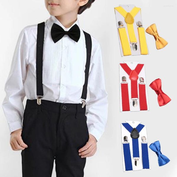 Bow Ties Harness Clip Bowtie Colorido Tits Traje Moda Moda Hermosa suave más estilo Niños Gallowses Solidado