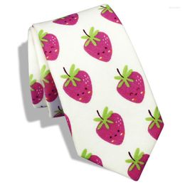 Noeuds papillon HAWSON Nouveauté pour homme avec motif fraise Mens Slim Skinny Tie Fruit On Casual Dress