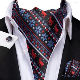 Bow Ties Hi-Tie Blue Silk Brand Men Elegant Christmas Ascot