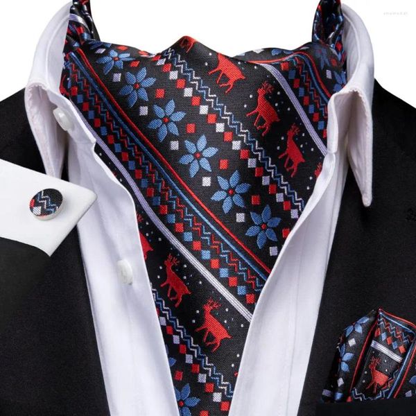 Coritos de arco Hi-Tie Blue Silk Brand Men elegantes Ascots de Navidad Jacquard Hankerchief Gematink Vintage Cravat Buff de Navidad Regalo para Fiesta masculina