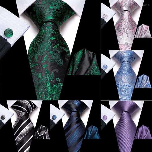 Bow Ties Hi-Tie Design Floral Green Black Blue Blue Silk Wedding For Men Handky Cuffers Gift Mens Mens Coltie Fashion Business Party Dropship