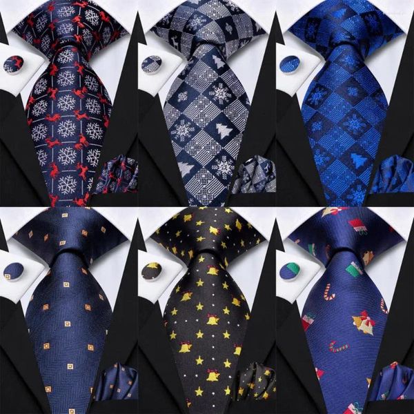 Pajaritas Hi-Tie Diseñador Corbata de Navidad para hombres Elegante para hombre Corbata de Navidad Bolsillo Cuadrado Gemelos Novio Accesorio de boda al por mayor