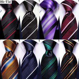 Bow Ties Hi-Tie Designer Orange Blue Striped Silk Wedding Tie For Men Handky Cufflink Gift Ntralte Fashion Business Party Dropshiping