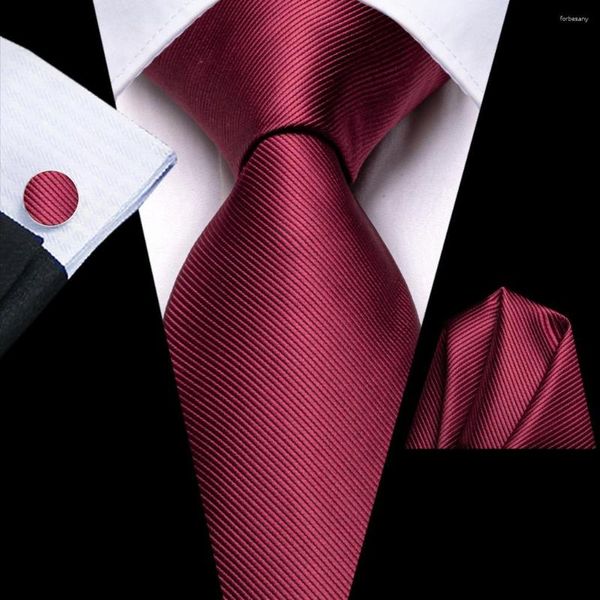 Pajaritas Hi-Tie Diseñador Sólido Borgoña Seda roja Corbata de boda para hombres Regalo Corbata para hombre Handky Gemelos Fiesta de negocios de moda Dropshiping