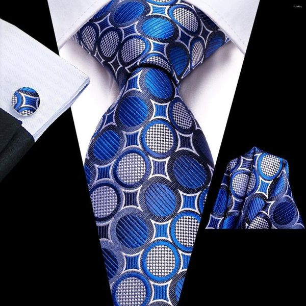 Bow Linds Hi-Tie Dot Blue White 2024 Elegante Tie Mens Tie Hanky Garflink Set Negocio de negocios para hombres Marca de moda de boda