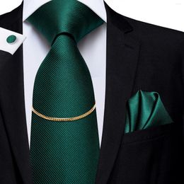 Noeuds papillon salut-cravate pour hommes Hanky boutons de manchette ensemble soie vert mode or hommes chaîne luxe classique affaires mariage Nicktie