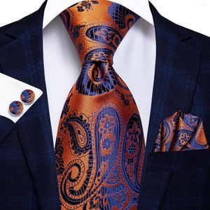 Bow Ties Hi-Tie Gold Jacquard Paisley Tie à cravate masculine Ensemble de bouffées de manchette Hanky 8,5 cm de grande enver