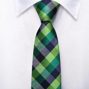 Bow Ties Hi-Tie Green Gray Plaid Silk Tie voor kinderen