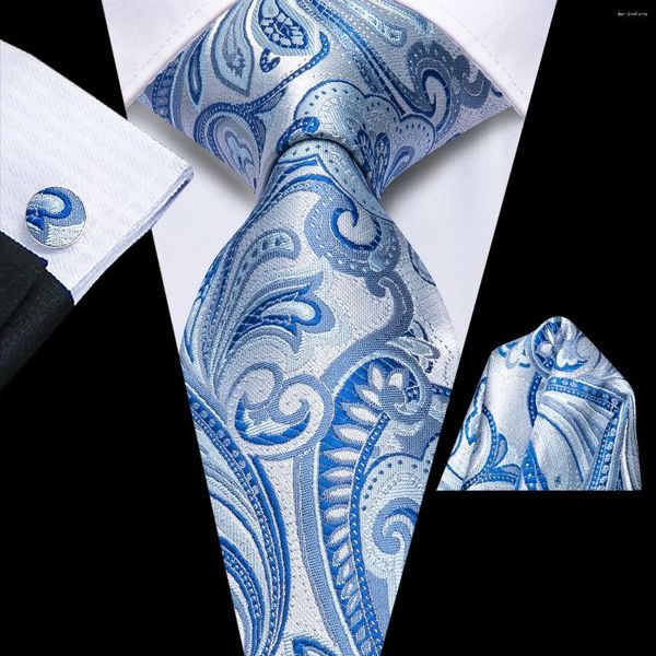 Bow Ties Hi-Tie Light Blue Blue Paisley Designer Elegant Tie pour hommes Brand de mariage Party Party Nettoy