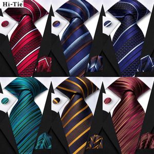 Bow Ties Hi-Tie Red Blue Striped Business Mens Tie 8.5 cm Jacquard Coldie Accessoires Portez des Cravat Cravat Mariage Party Hanky