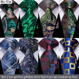 Pajaritas Hi Tie Teal Blue Gold Novedad Diseño Seda Boda Corbata para hombres Calidad Hanky Cufflink Set Moda Nicktie Business Drop 231005