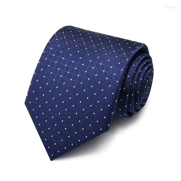 Pajaritas de alta calidad 2022 Marca de diseñador Moda Negocios Plaid Dot Azul oscuro 8 cm para hombres Corbata Traje formal con caja de regalo