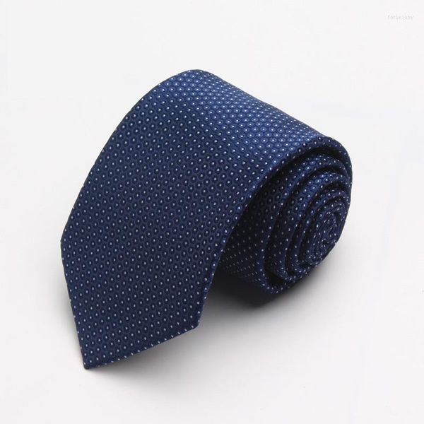 Pajaritas alta calidad 2022 diseñador moda punto blanco azul oscuro 8cm para hombres corbata trabajo negocios traje Formal con caja de regalo