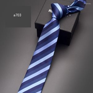 Bow Ties High Quality 2023 Fashion Men Work Travail Formal Costume 7cm Blue Striped Tie Mariage Party Necking Designers With Gift Box