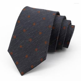 Boogbladen van hoge kwaliteit 7 cm grijze dot tie voor mannen merk mode zakelijk werk stropdie herencadeau