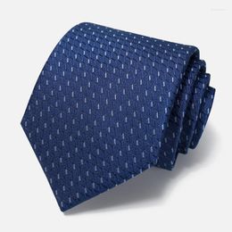 Noeuds Papillon De Haute Qualité Cravate D'affaires Pour Hommes De Mode Formelle Polyester Soie Bleu Marine 8CM Large Cravate Robe Costume Cravate Avec Boîte-Cadeau