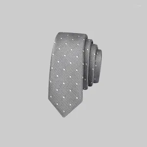 Cravates d'arc de haute qualité Gris Dot Skinny pour hommes Mode Casual 4cm Gravata Slim Cravate Soie Étroit Étudiant