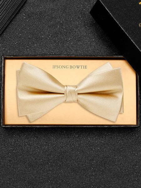 Nœud papillon doré de haute qualité pour hommes, costume de marié, haut de gamme, robe formelle, couleur unie, mode champagne, 231013