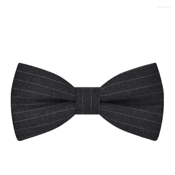 Bow Ties High Quality Wool Black Grey Striped Striked For Banquet Mariages Le marié et les combinaisons de garniture