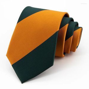 Cravates d'arc de haute qualité jaune rayé 8cm cravate pour hommes mariage robe d'affaires bureau cravate cravate cadeaux de mariage avec boîte