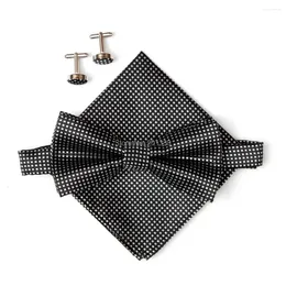 Bow Ties Hooyi 2024 Men's Tie Set Bowties Cufflinks zakdoek zwarte gravata corbatas 10colors