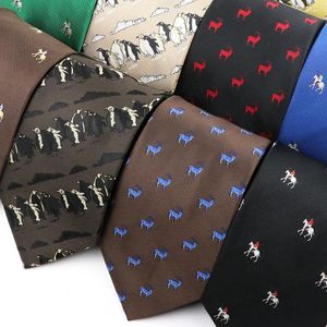 Strikjes Paardrijden Patroon Stropdassen Bruin Polyester Voor Mannen Bruiloft Zakelijk Feestkleding Overhemd Pak Accessoires Geschenken