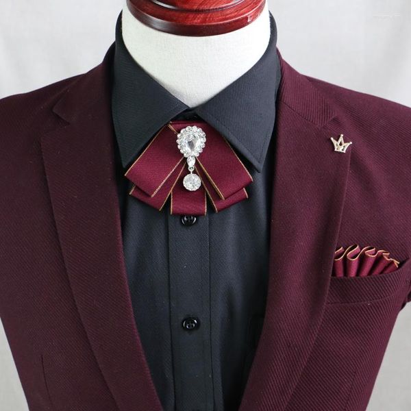Noeuds papillon i-remiel coréen Vintage luxe diamant cravate britannique fleur arcs broche noeud papillon pour hommes costume de mariage vêtements accessoires