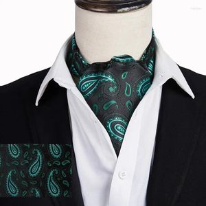 Bow Ties Ikepeibao Hombres de lujo Dk Green Paisley Cravat Dot Floral Dots Ascot Self British Gentleman Polyester Buff Vieo al por mayor