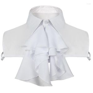 Pajaritas Jabot Tie Neck Collar Victorian Costume Cravat Accesorio Elegante Unisex Ruffle Ascot Cosplay Halloween para adultos Hombres Mujeres