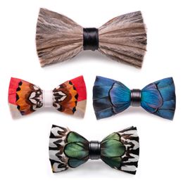 Strikjes JEMYGINS Ontwerp mannen Bruiloft Stropdas Mode Handgemaakte Veer BowTie Cadeau voor Verjaardagsfeestje Mannen Pak Accessoires 230718