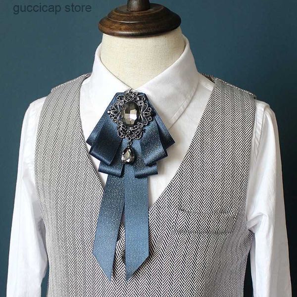 Pajaritas para niños Pajarita británica coreana Banquete de negocios Etapa Discurso Anfitrión Traje Camisa Accesorios Lujo para hombre Boda Rhinestone Bowtie Y240329